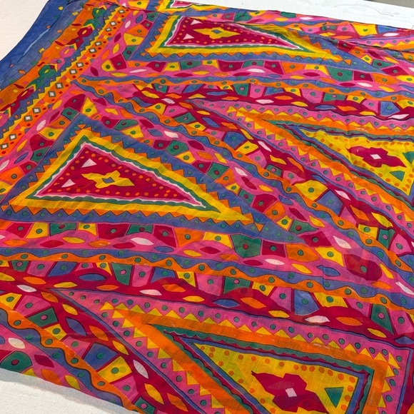 Modal Vibrant Multicolor Geometric Scarf long shawl - Wrap Accessory - Picture 8 of 8